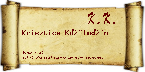 Krisztics Kálmán névjegykártya