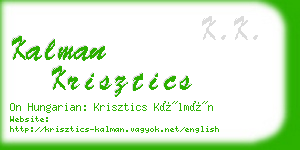 kalman krisztics business card